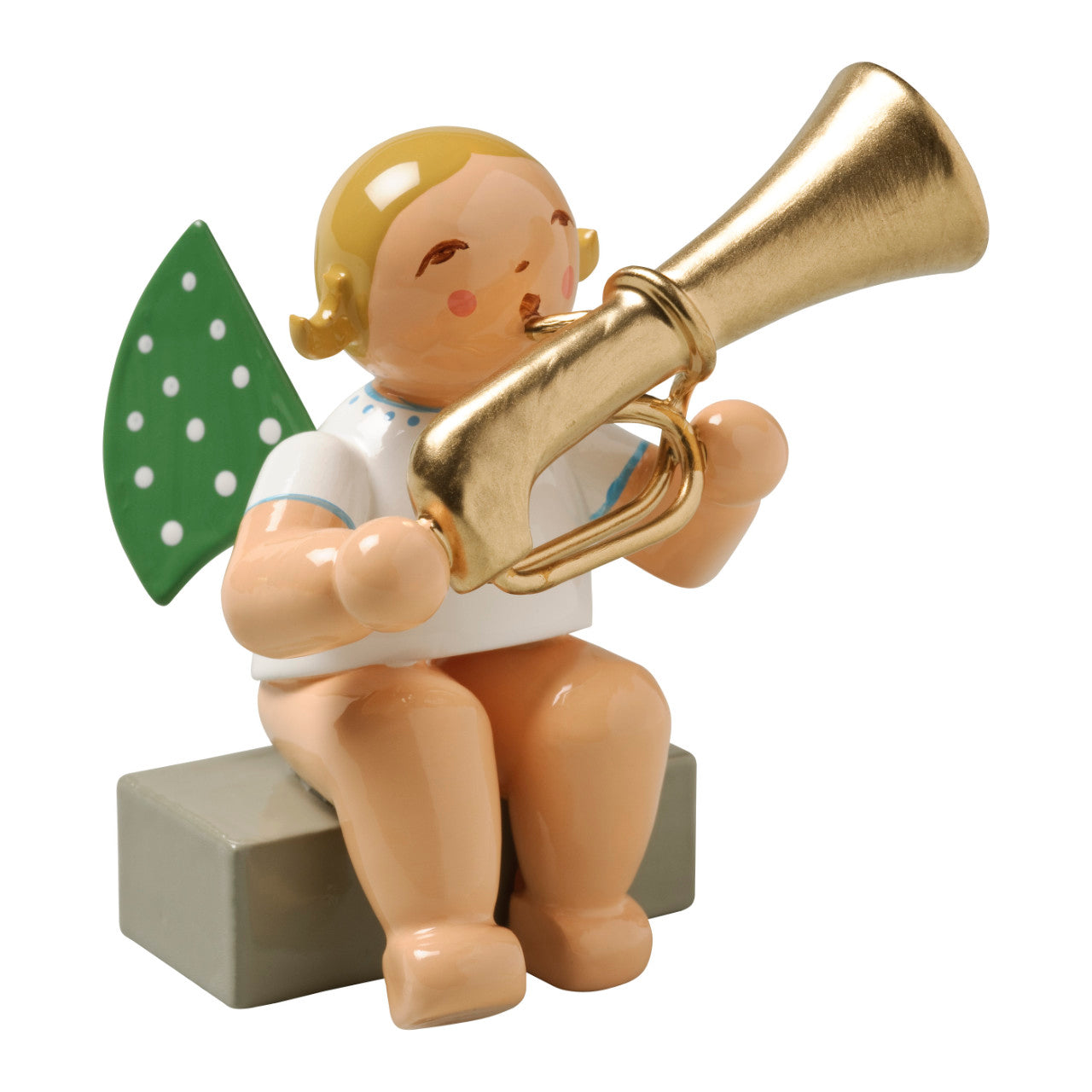 Engel mit Basstrompete, sitzend