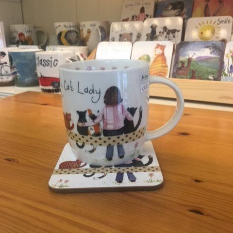 Alex Clark Set Tasse & Untersetzer Crazy Cat Lady