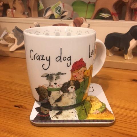 Alex Clark Set Tasse & Untersetzer Crazy Dog Lady