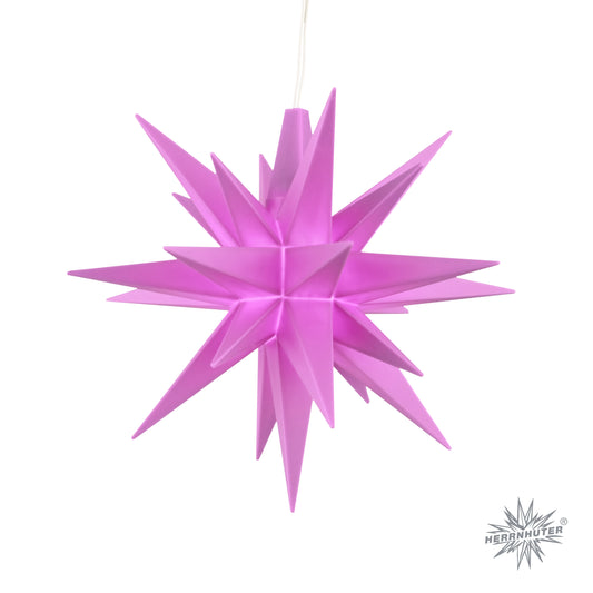 Set: Herrnhutder Sonderedition Miniaturstern 8cm violett mit Batteriehalter